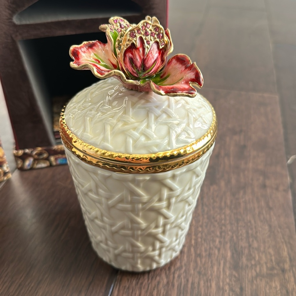 Jay Strongwater Candle set orchid wSwarovski crystals